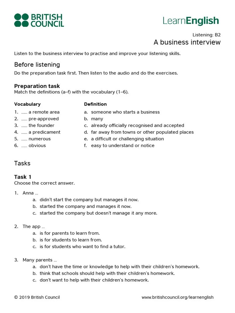 LearnEnglish Listening B2 A Business Interview | PDF