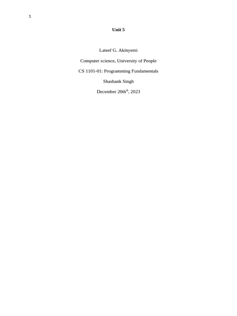 CS 1101-01 - Programming Assignment Unit 5 | PDF