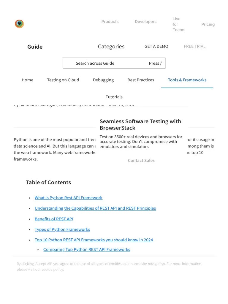 Top 10 Python REST API Frameworks In 2024 - BrowserStack | PDF