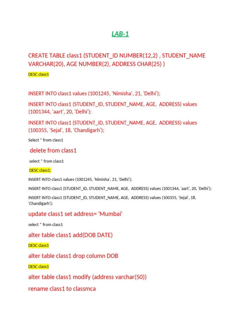 Dbms Lab Pdf
