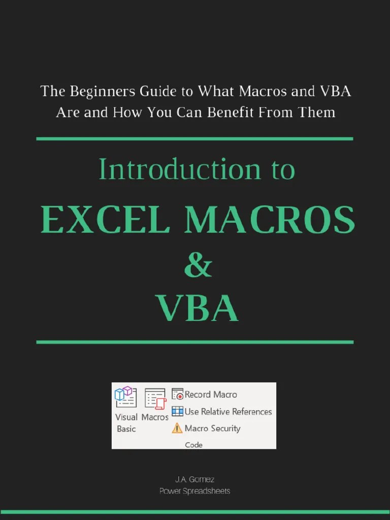 01 Introduction To Excel Macros & VBA - J.A. Gomez | PDF