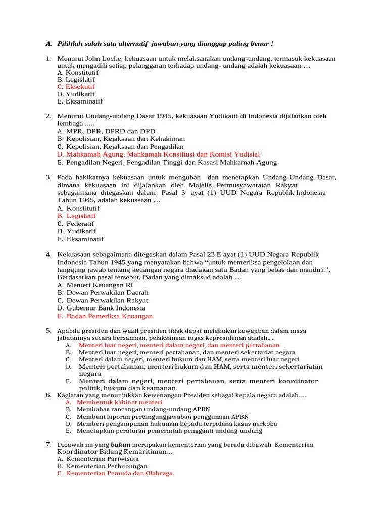 Soal PPKN Kls X Ganjil 2022-2023 Dengan Kunci Jawaban | PDF