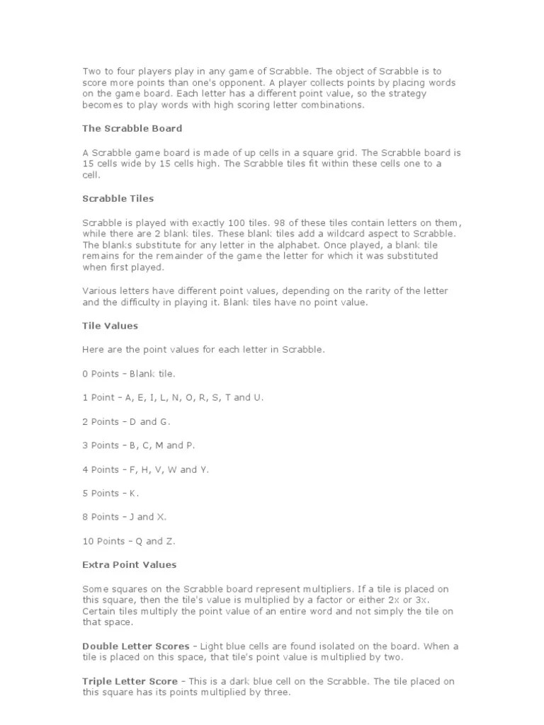 Scrabble Rules | PDF | Gaming | Linguistics