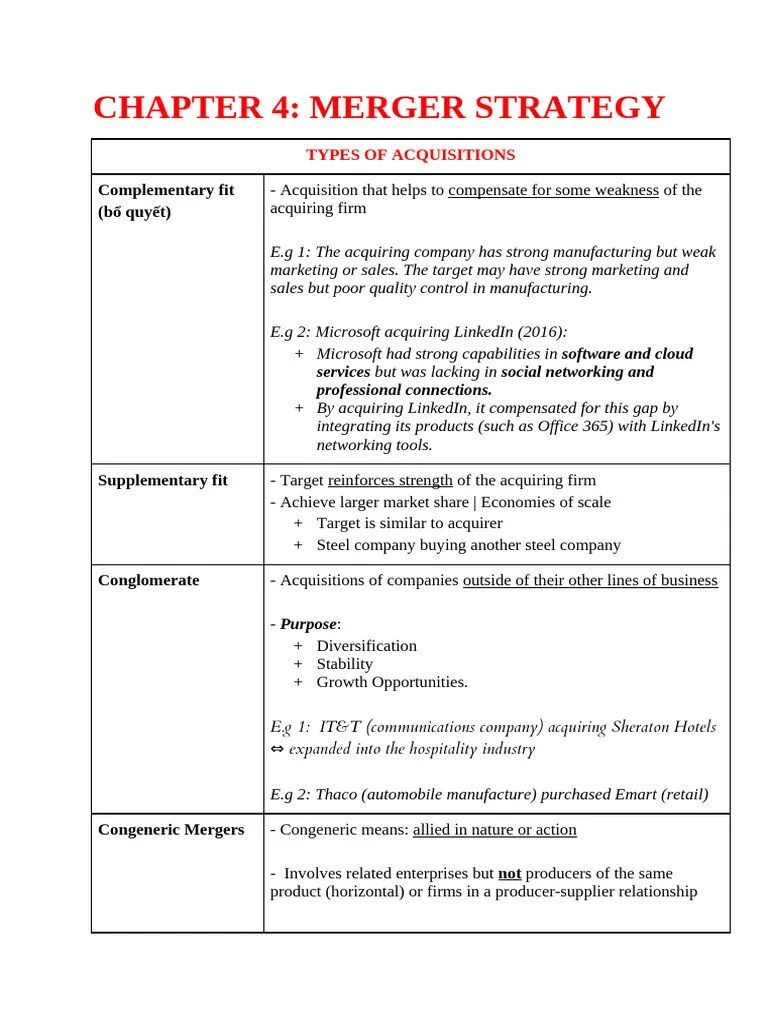 Chapter 4_ Merger Strategy | PDF