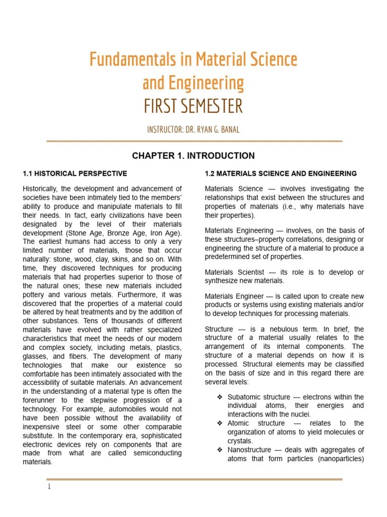 Fundamentals In Material Science And Engineering | PDF