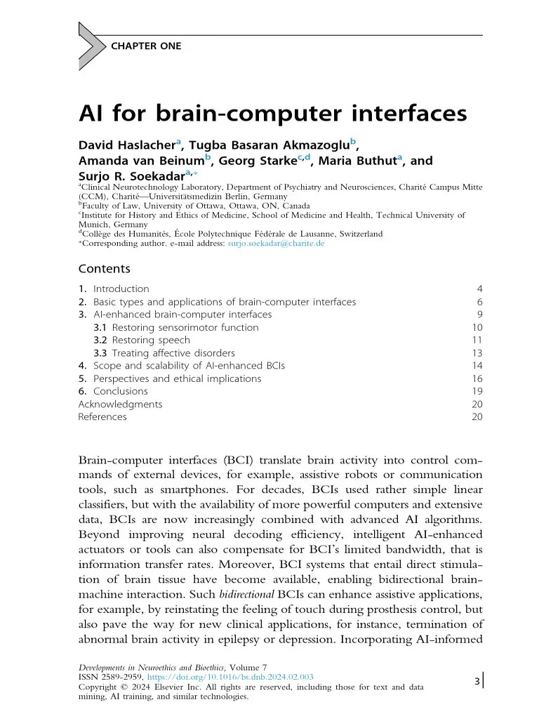 AI For Brain-Computer Interfaces | PDF