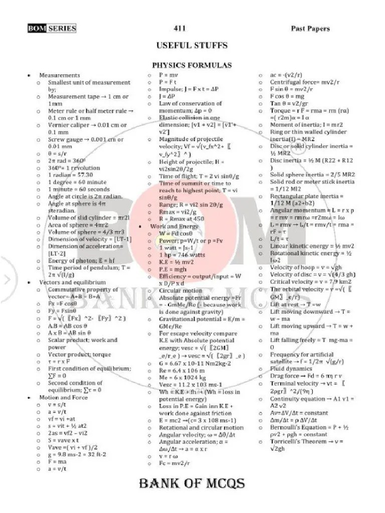 Physics Formulas Revision. | PDF