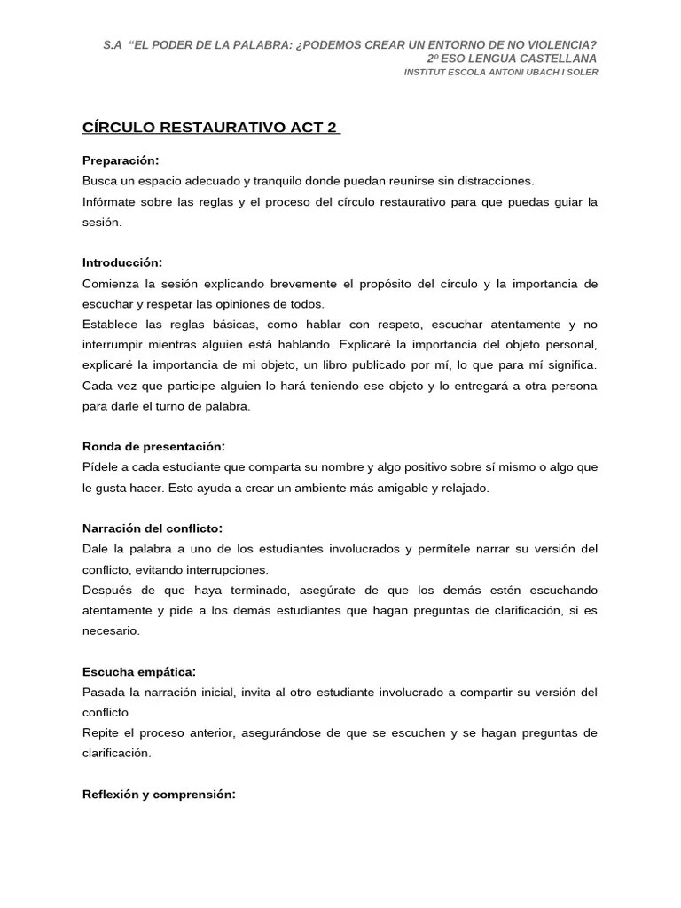 Anexo 2 Act 2 Circulo Restaurativo | PDF