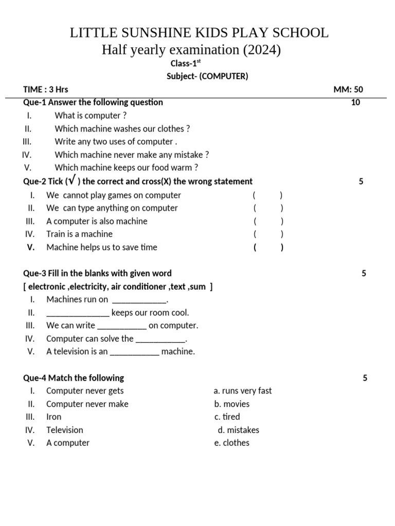 1st CLASS Computer | PDF