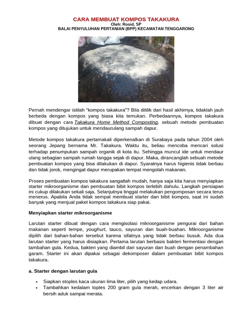 CARA MEMBUAT KOMPOS TAKAKURA | PDF