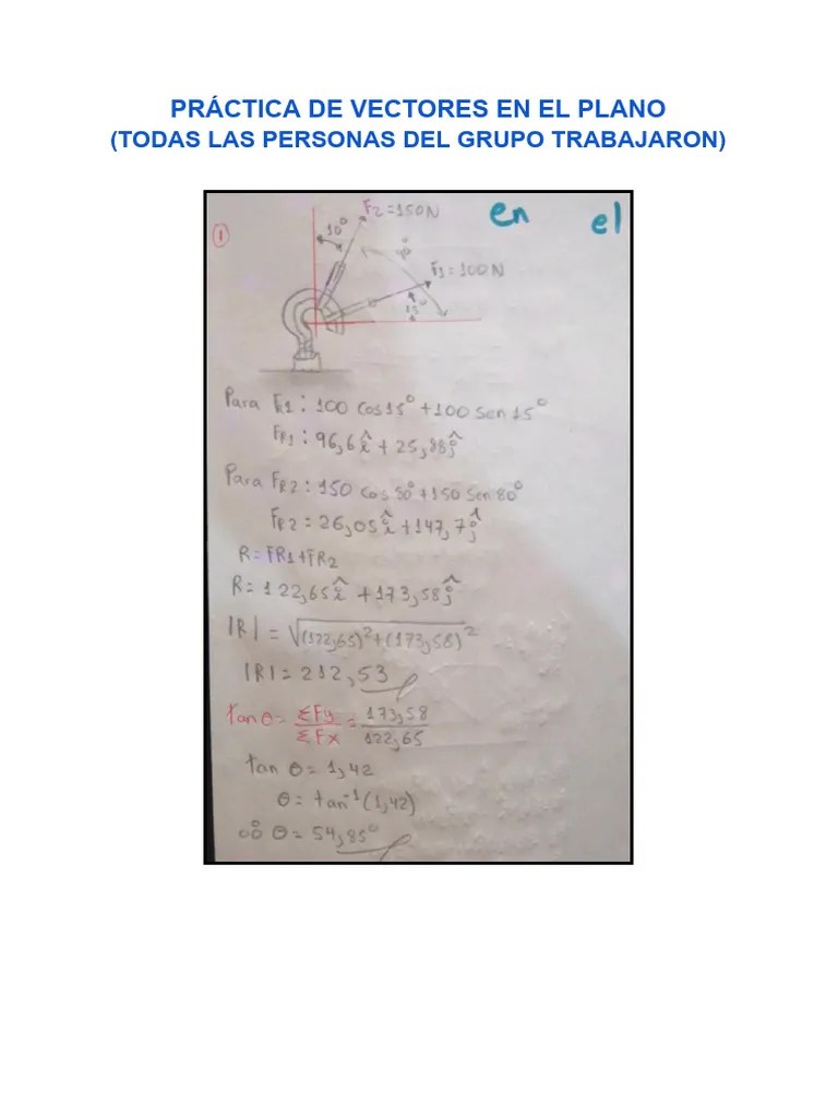 Practica De Vectores En El Plano Grupo01 | PDF | Tecnología E Ingeniería