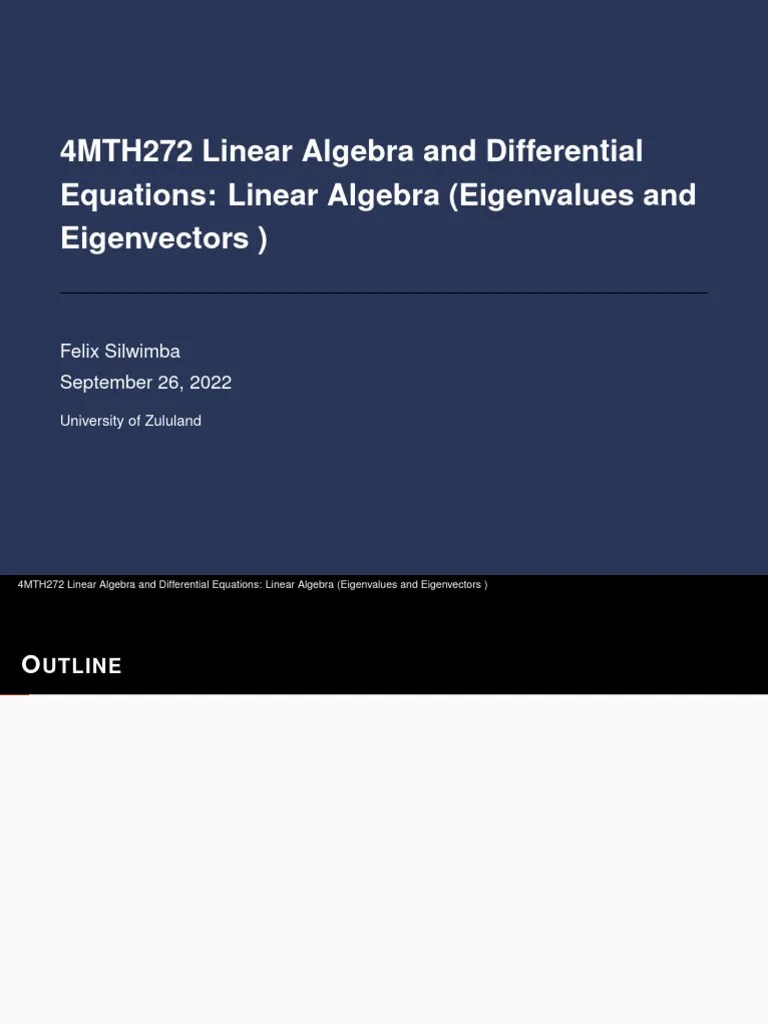4MTH272 Linear Algebra And Differential Equations Eigen Values And ...