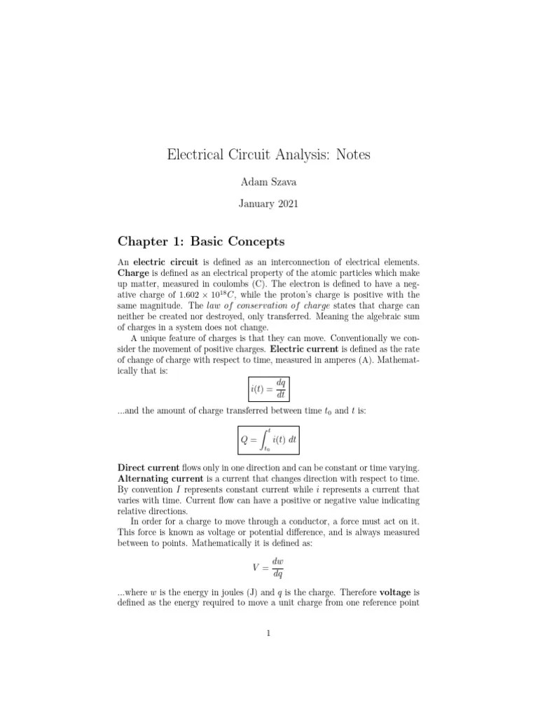 Electrical_Circuit_Analysis__Notes | PDF