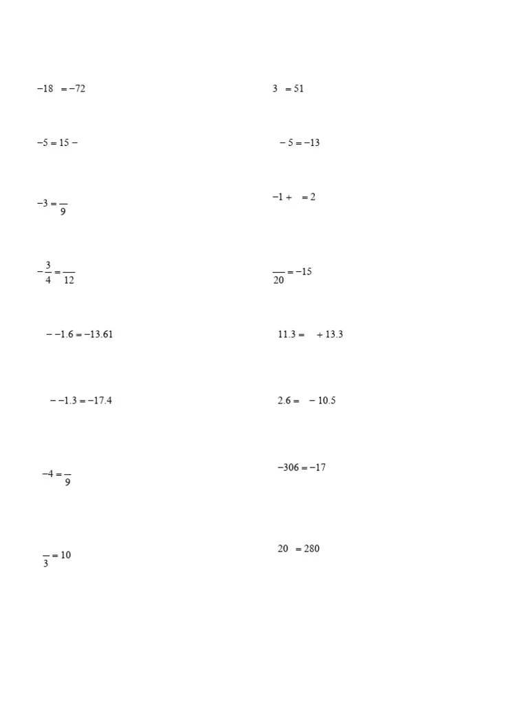 Algebra 1 - Solving One And Two Step Equations | PDF