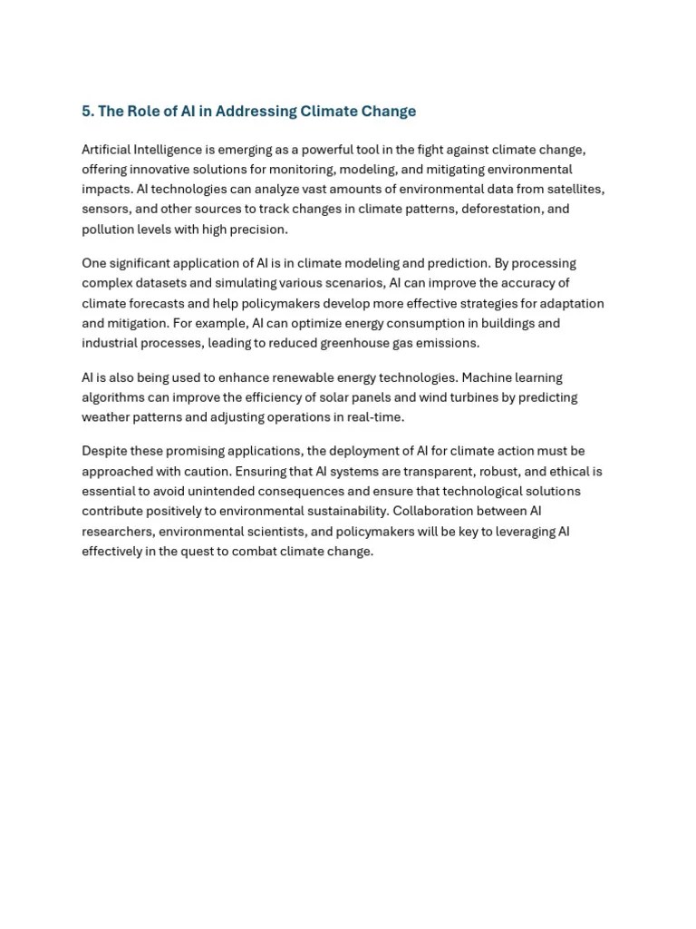 The Role Of AI In Addressing Climate Change | PDF