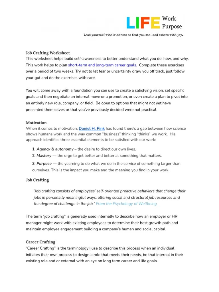 Job Crafting Exercise | PDF