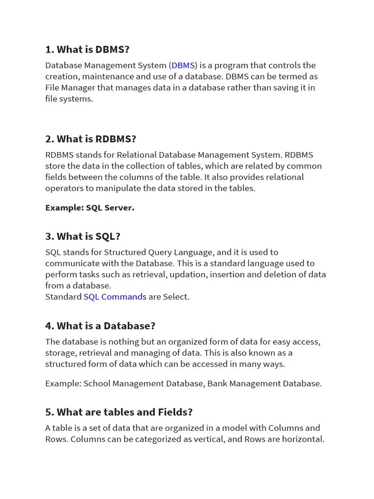 50 Basic SQL Interview Questions(1) | PDF