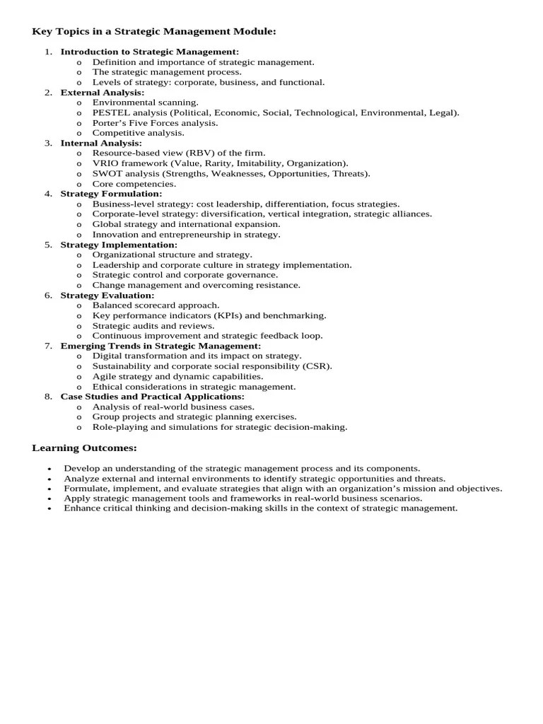 Strategic Management | PDF | Strategic Management | Competitive Advantage