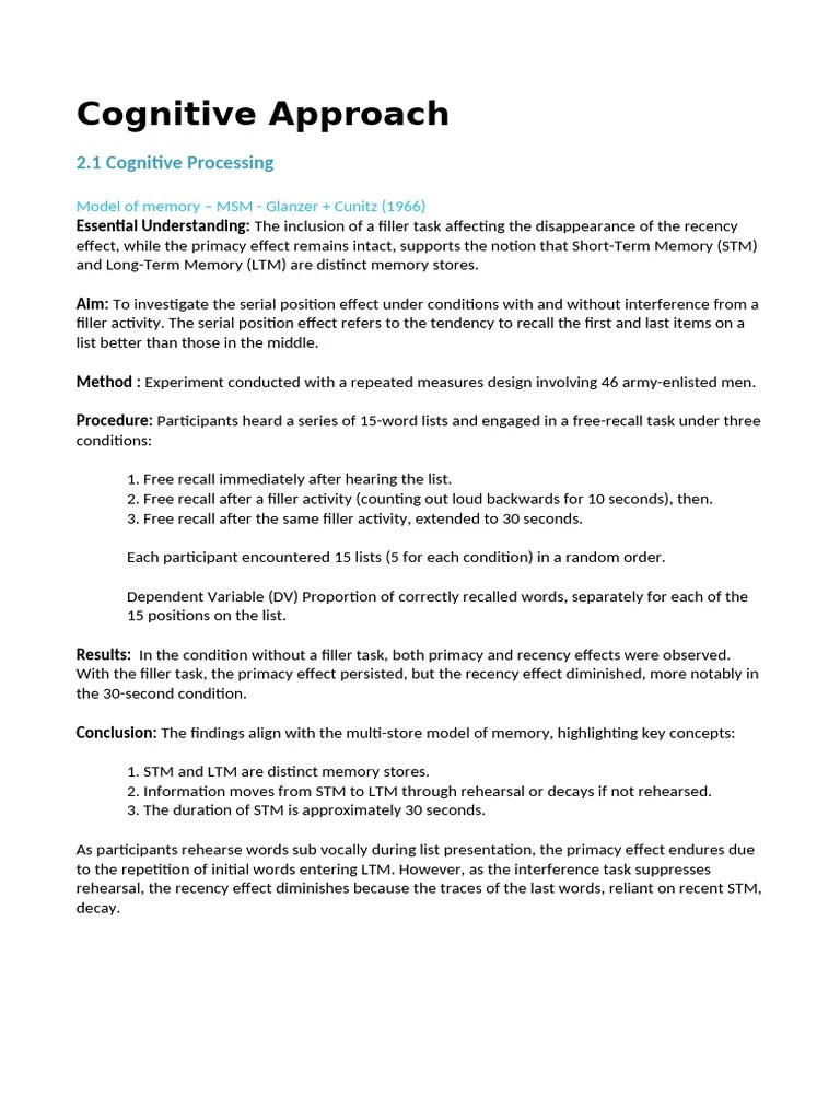 Cognitive Approach | PDF