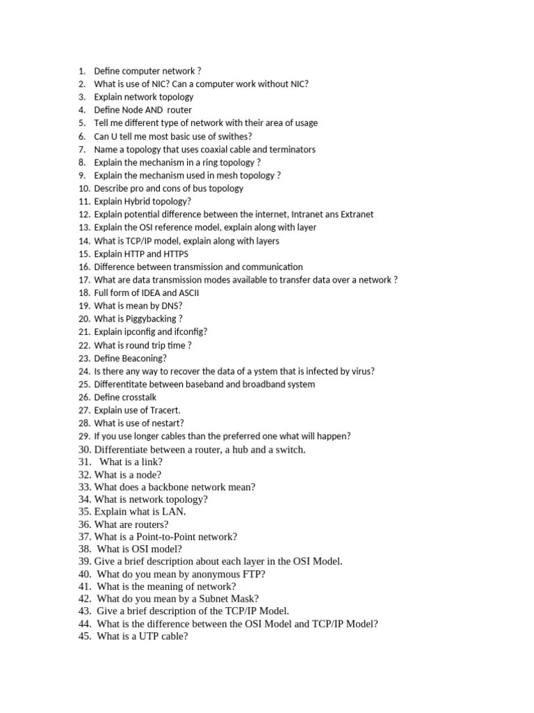 Computer Network - Interview | PDF | Computer Network | Network Topology