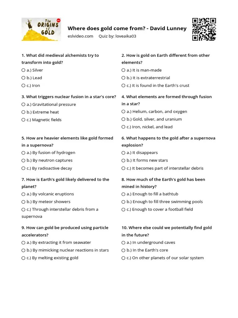 Where Does Gold Come From - David Lunney | PDF