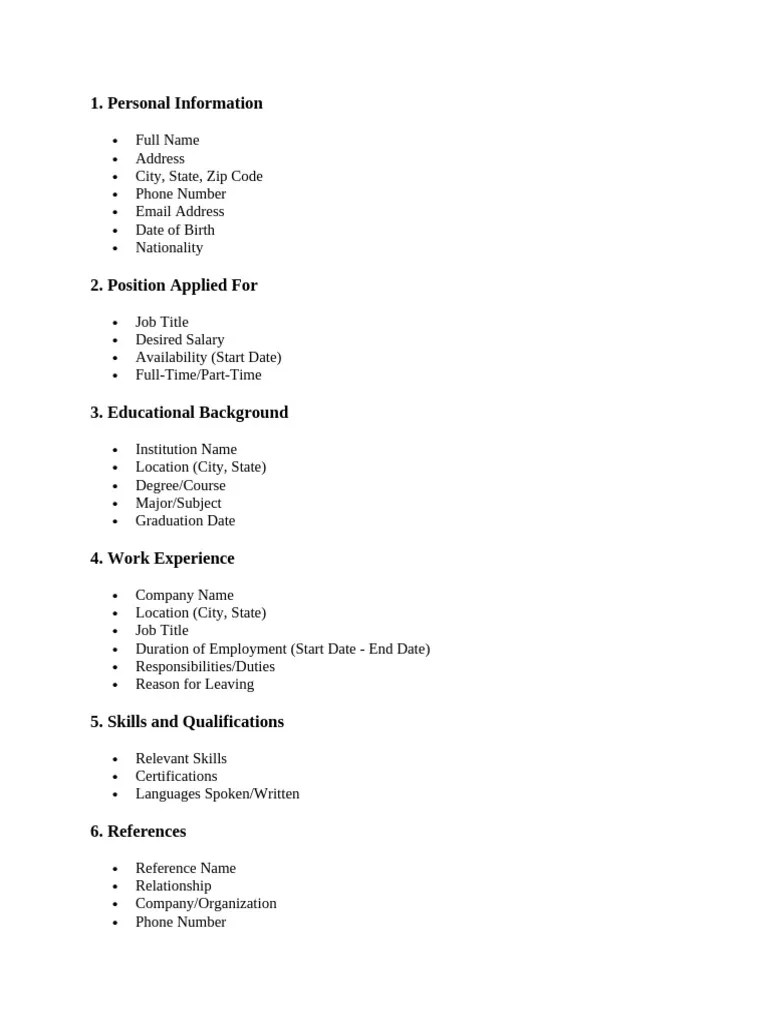 Job application form