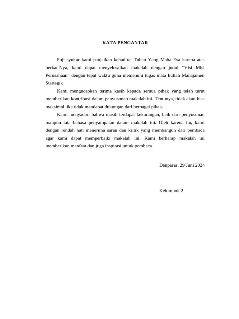 KELOMPOK 2_VISI MISI PERUSAHAAN | PDF