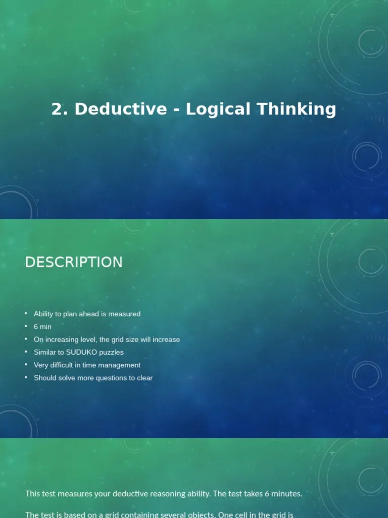 Deductive Logical Thinking | PDF
