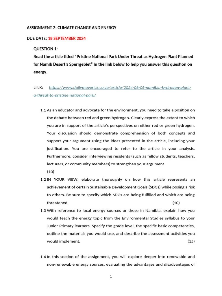Assignment 2 Climate Change And Energy | PDF