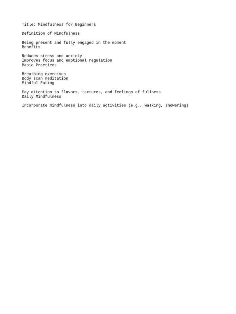 Mindfulness For Beginners | PDF