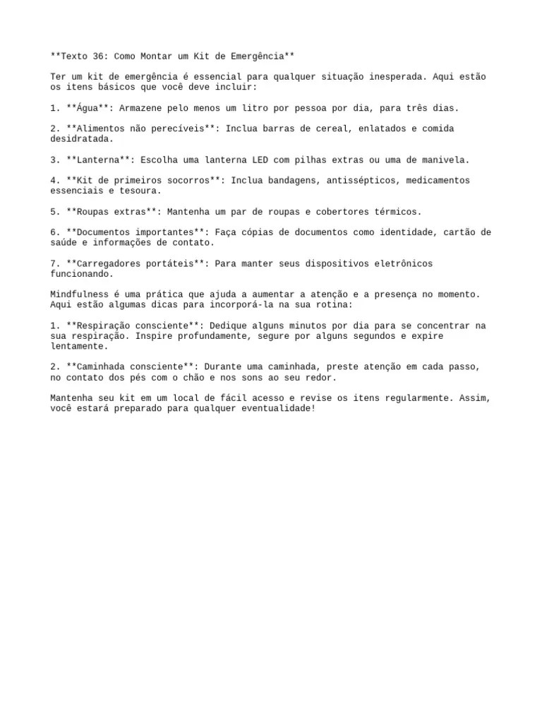 Texto 36 Como Montar Um Kit De Emergência | PDF