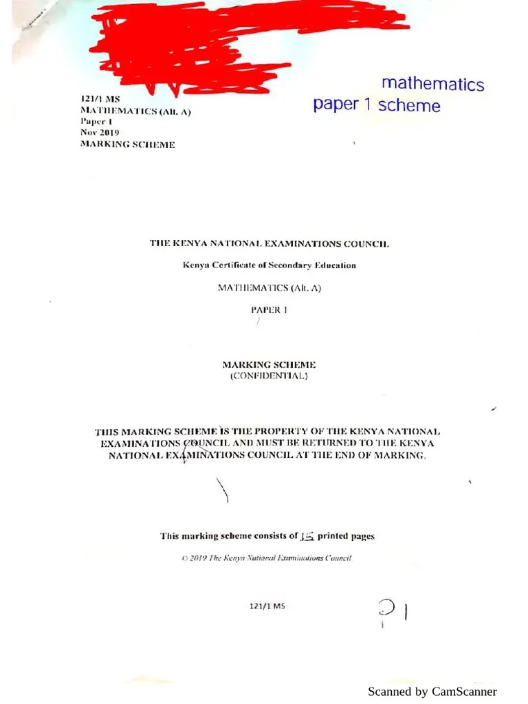 Mathematics P1 Ms Kcse 2019 Min168 | PDF