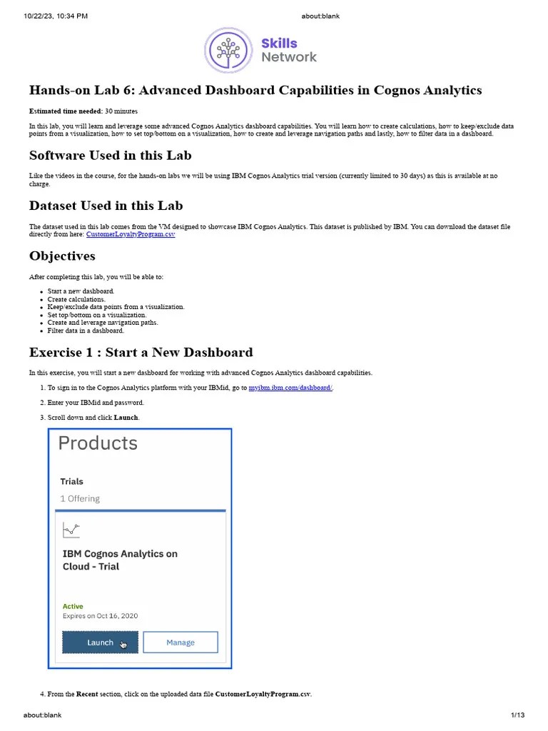 Advanced Dashboard Capabilities In Cognos Analytics | PDF