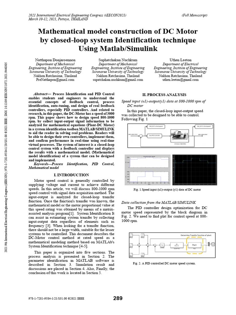 Mathematical Model Construction Of DC Motor By Closed-loop System ...