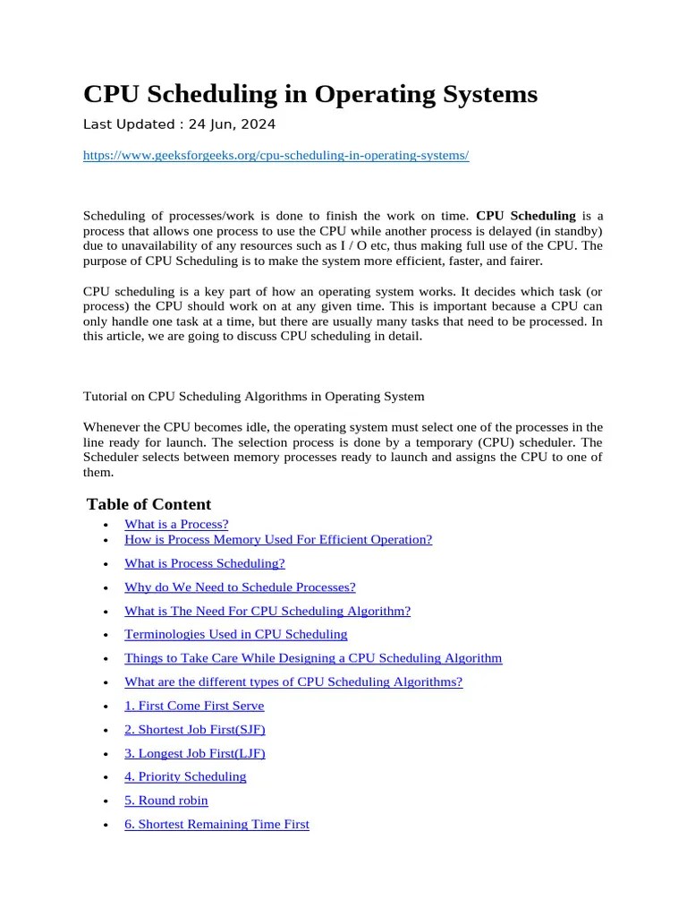 CPU Scheduling In Operating Systems | PDF | Scheduling (Computing ...