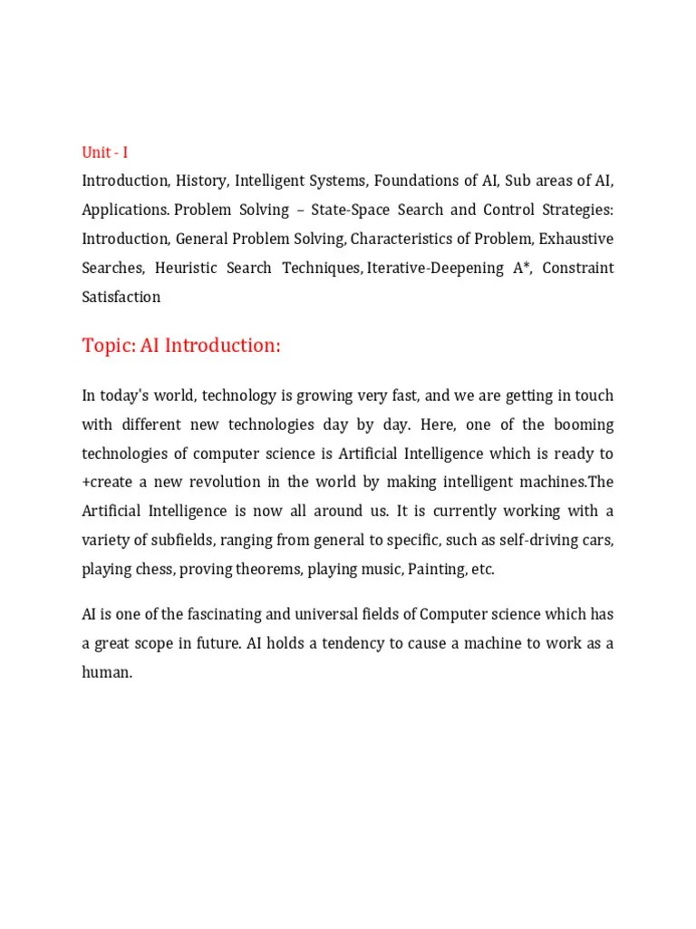 AI-NOTES-UNIT-1 | PDF