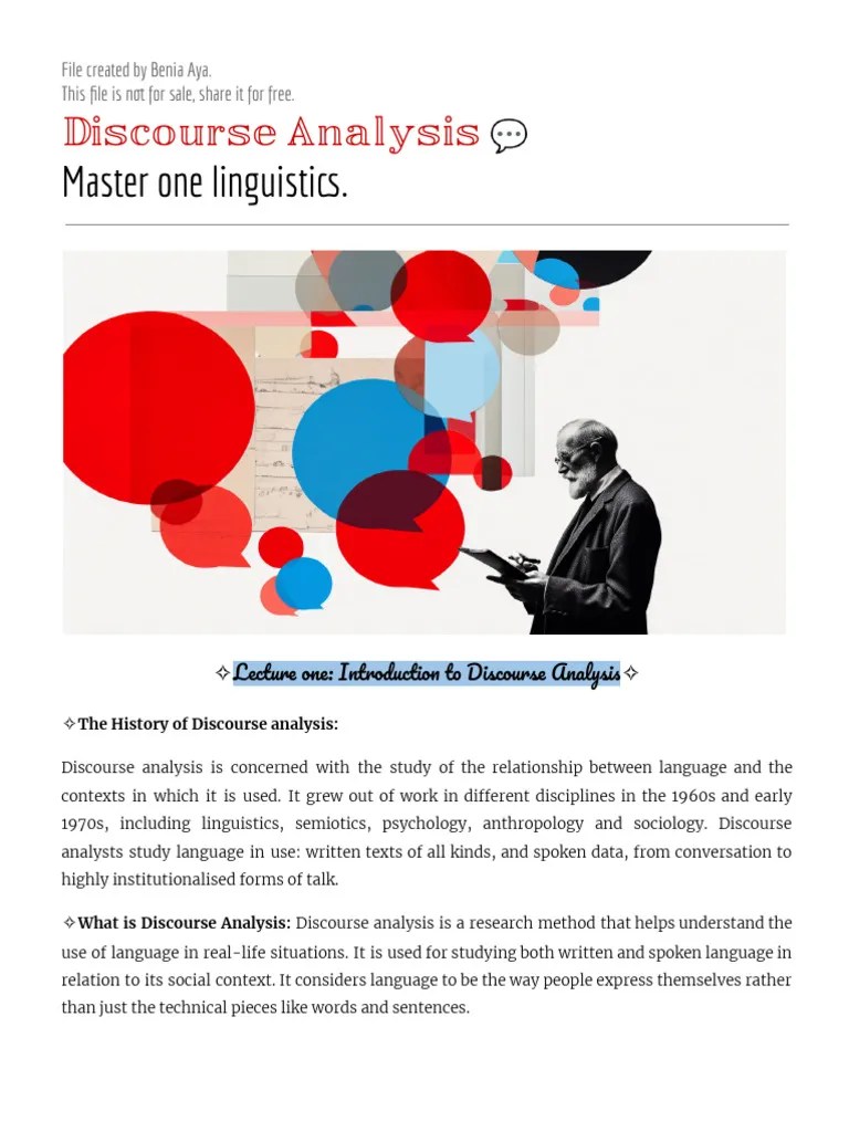 Discourse Analysis Summary. S2 | PDF