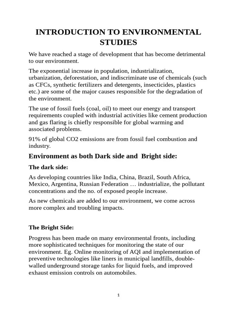 INTRODUCTION TO ENVIRONMENTAL STUDIES | PDF
