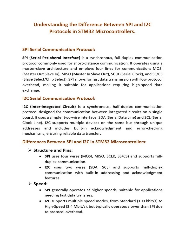 I2c Vs Spi | PDF