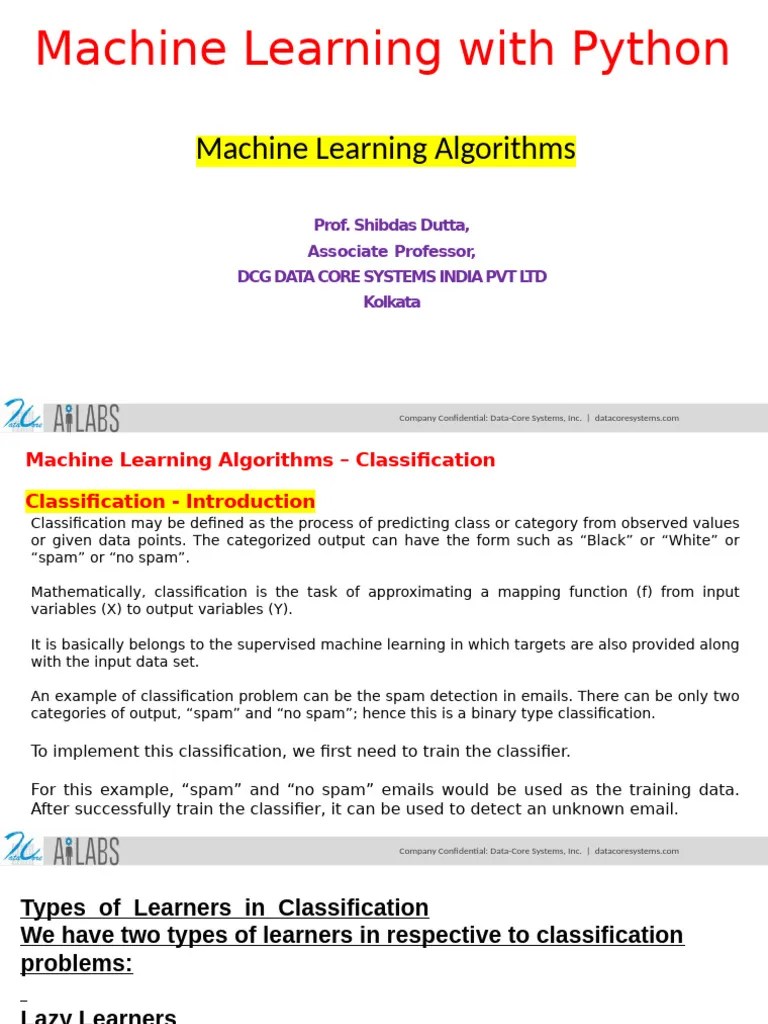 Machine Learning With Python - Machine Learning Algorithms | PDF