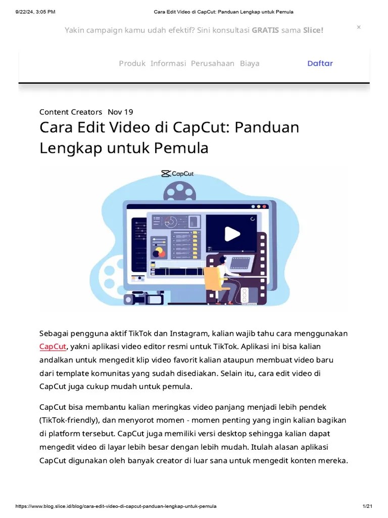 Cara Edit Video Di CapCut - Panduan Lengkap Untuk Pemula | PDF