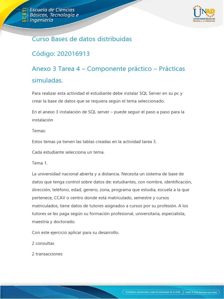 Anexo 3 - Tarea 4 - Componente Práctico - Prácticas Simuladas | PDF