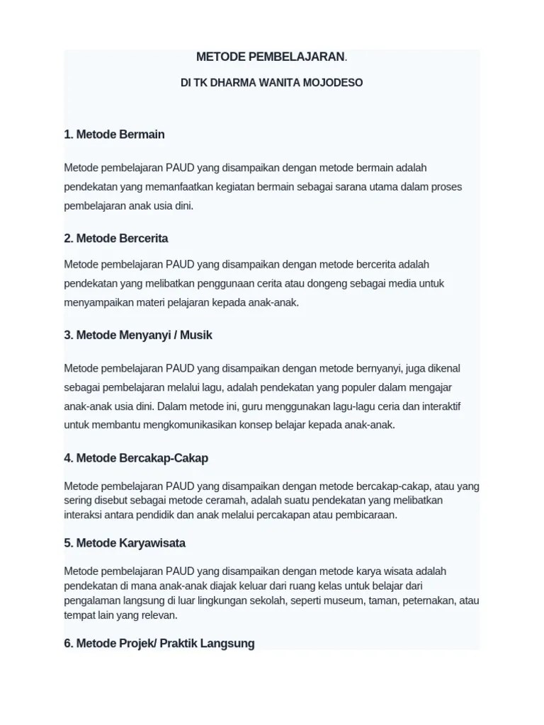 Metode Pembelajaran | PDF