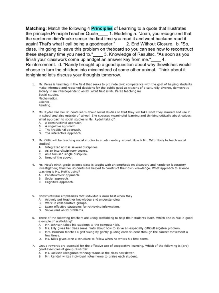 Principles Of Teaching | PDF | Constructivism (Philosophy Of Education ...