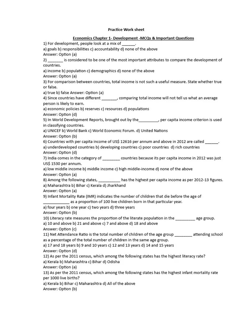 Economics Chapter 1 Development | PDF