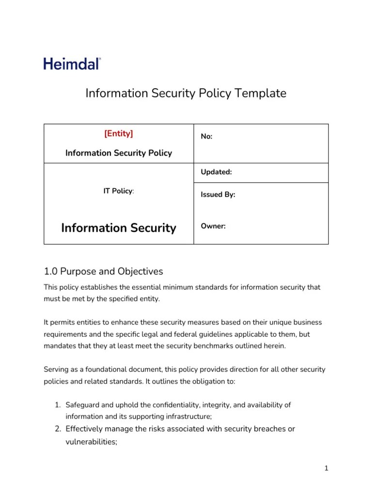 Information Security Policy Template | PDF