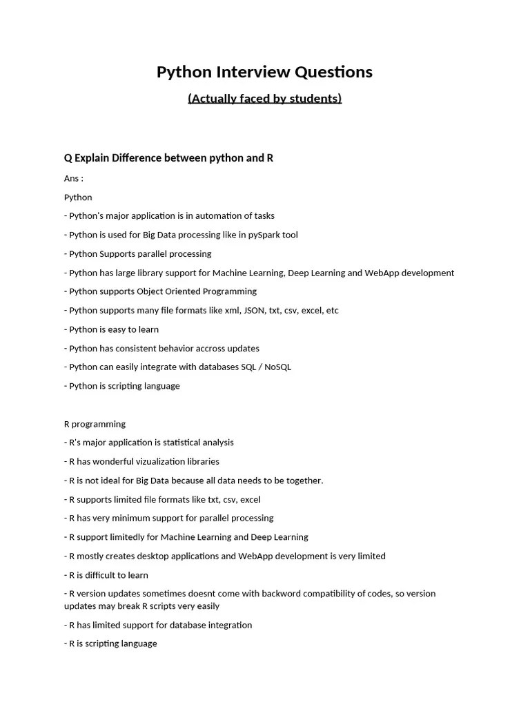 Python Interview Question Solutions | PDF | Control Flow | Python ...