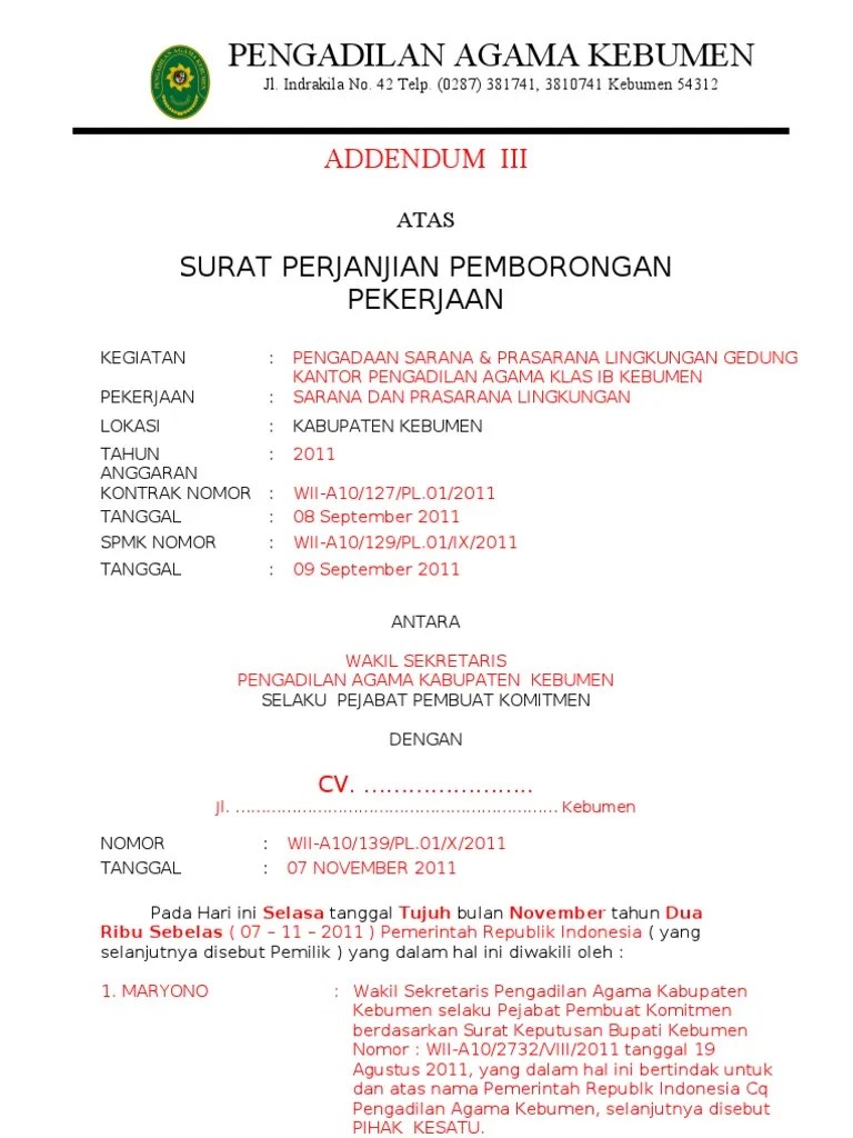 Contoh Surat Permohonan Addendum Perpanjangan Waktu - Kumpulan Surat Penting