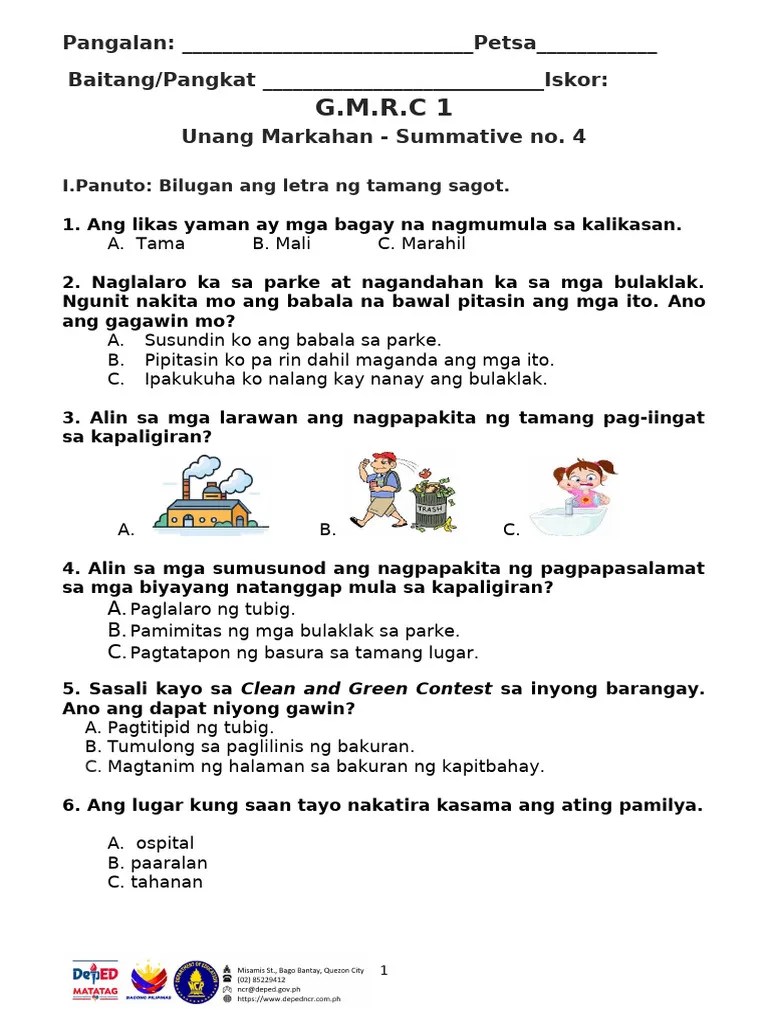 Summative-Test-no.-4 Matatag Q1 GMRC | PDF
