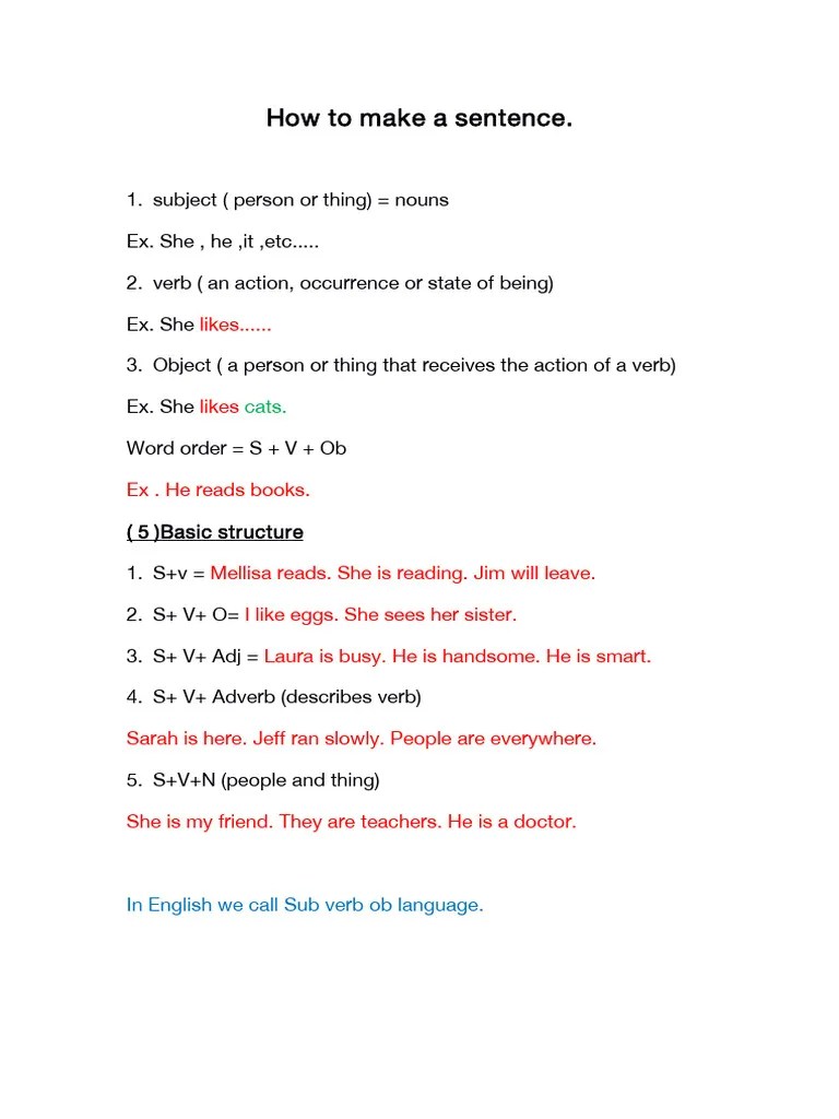 How To Make A Sentence Pdf